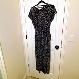 Max Studio crepe romper. Black with white polka dots.